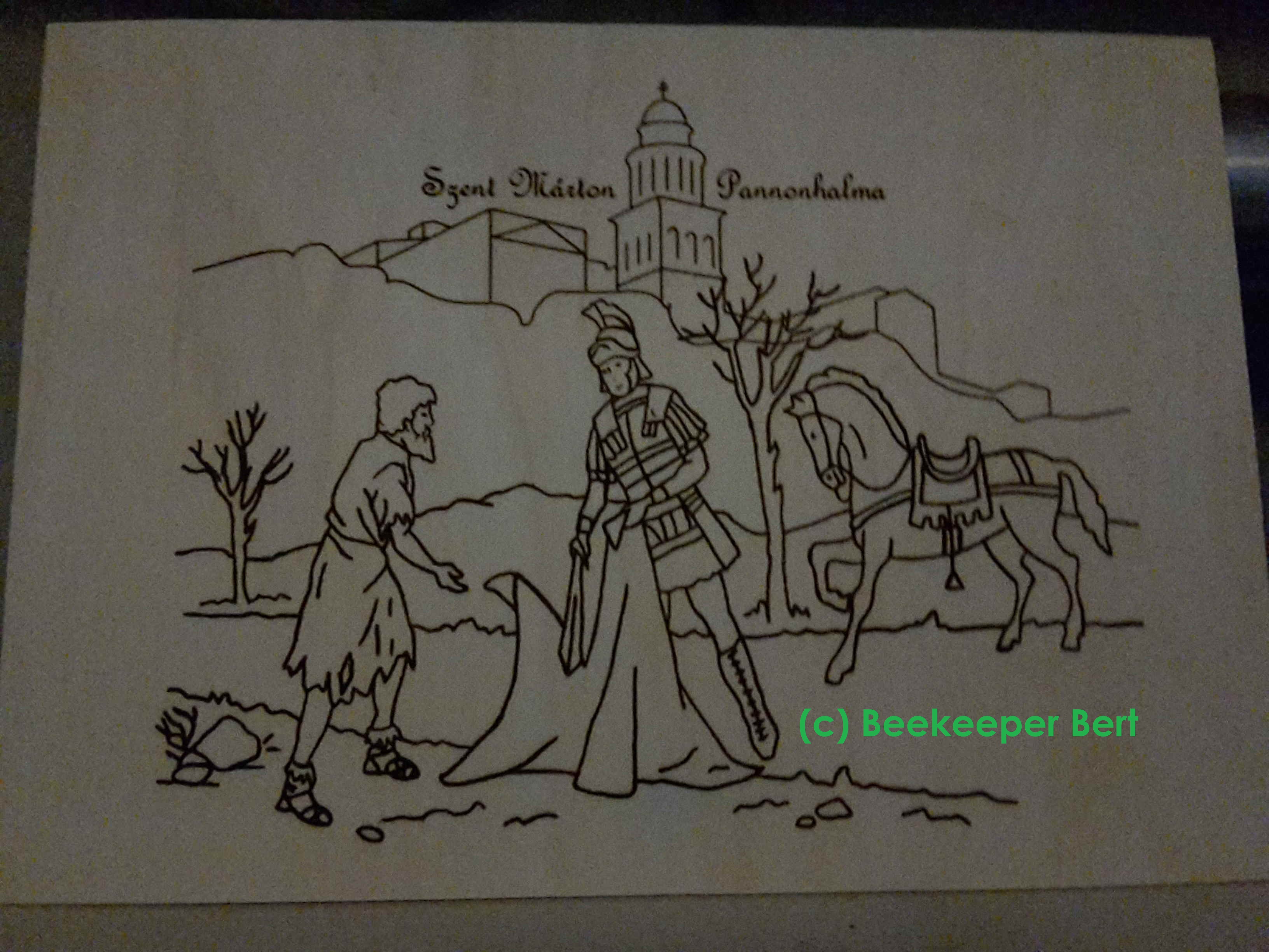 pyrography-wood-plate-szent-marton-pannonhalma